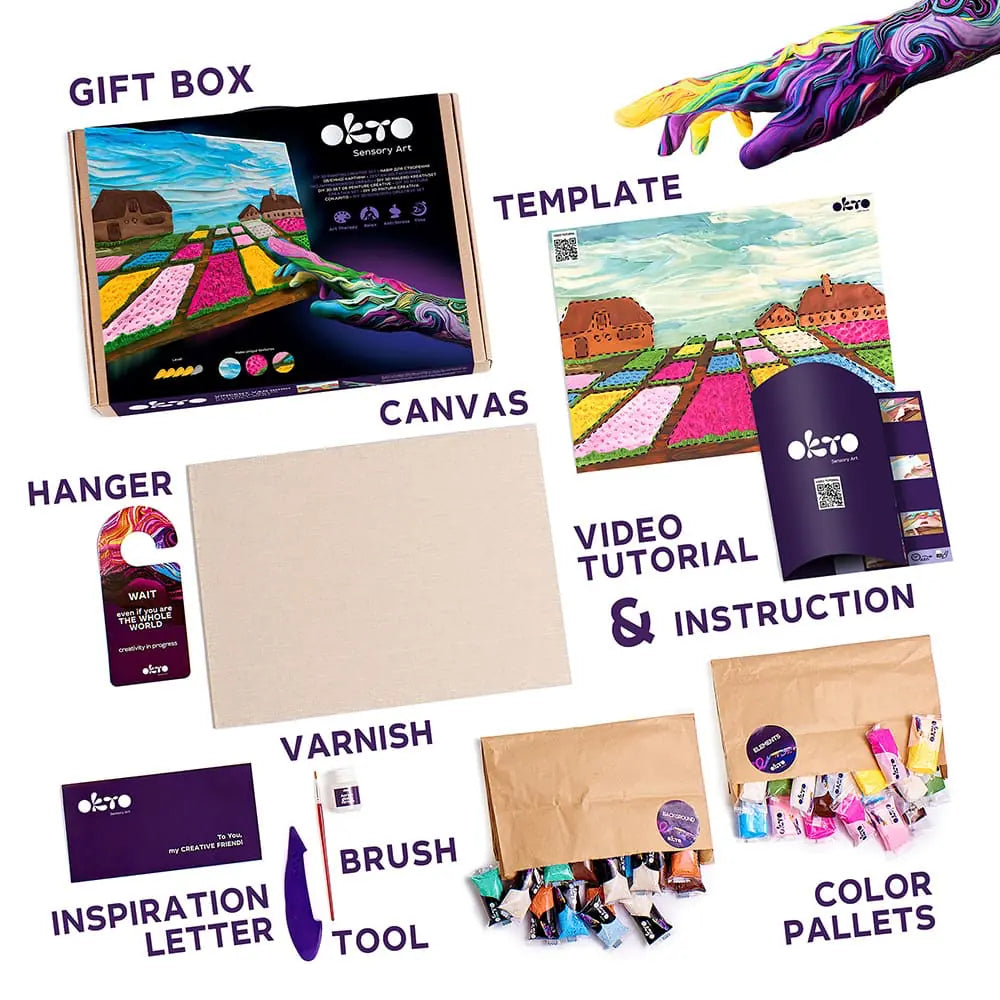 OBRAZY 3D Słynne arcydzieła DIY Zestaw kreatywny do malowania 3D „Klomby w Holandii” 11,8" x 15,7" cala 