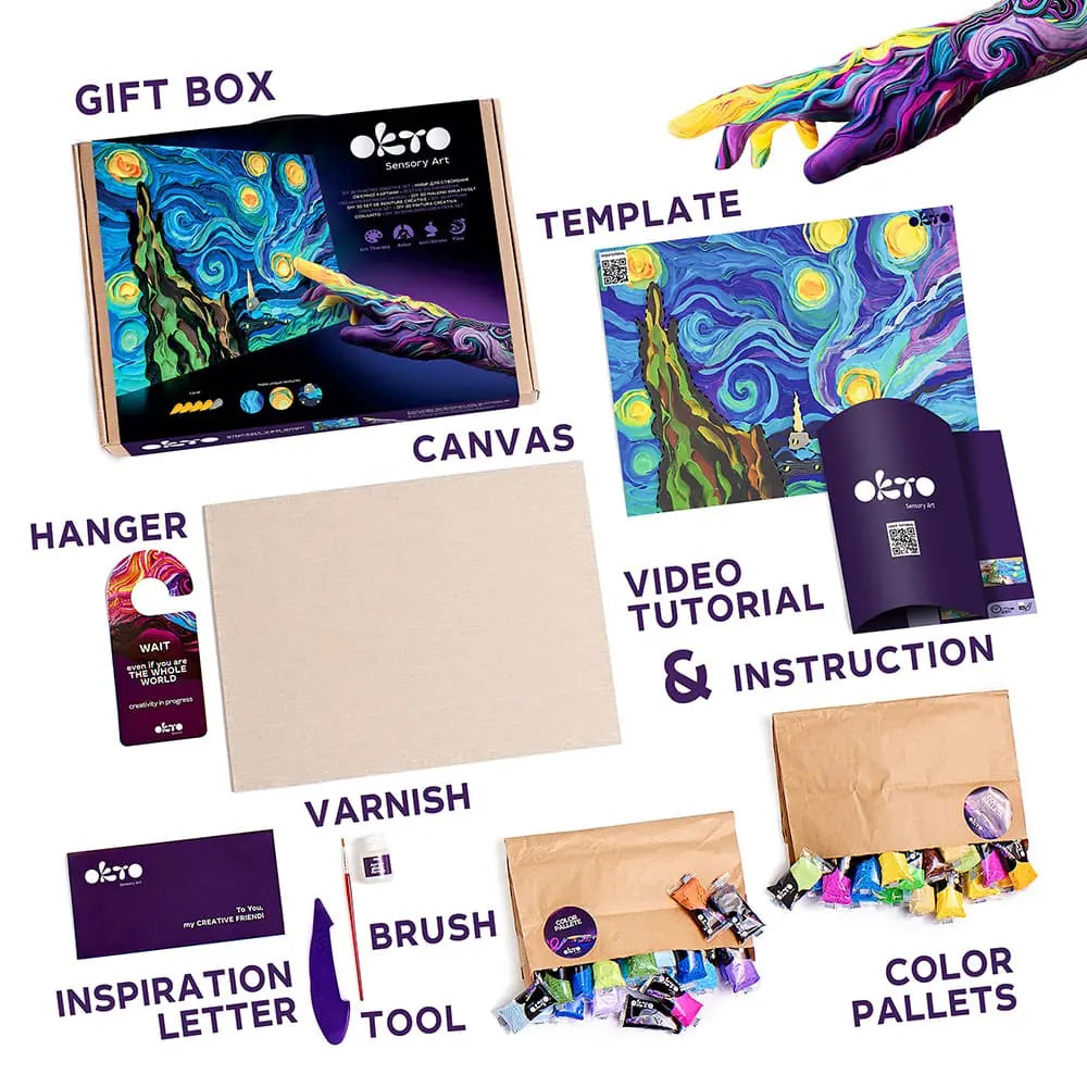 OBRAZY 3D Słynne arcydzieła DIY Zestaw kreatywny do malowania 3D „Gwieździsta noc” 11,8" x 15,7" cala 