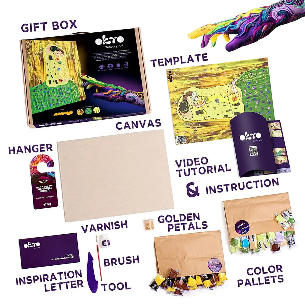 OBRAZY 3D Słynne arcydzieła DIY Zestaw kreatywny do malowania 3D „KISS” 11,8" x 15,7" cala 