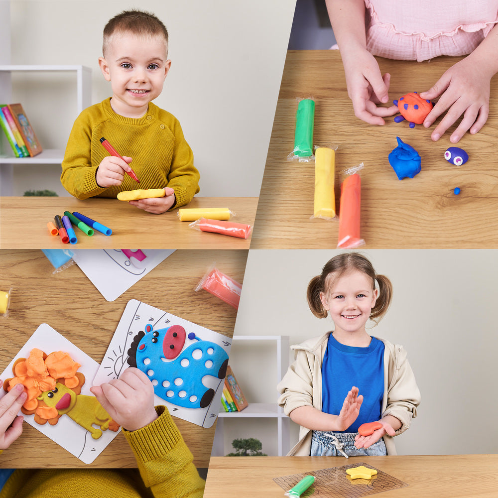 Materiały szkolne: Kolorowa masa plastyczna dla dzieci. Zestaw klasowy. 96 opakowań i 8 kolorów. 