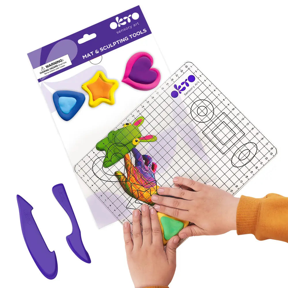 Zestaw narzędzi do plasteli i gliny (mata, 2 plastikowe narzędzia) 