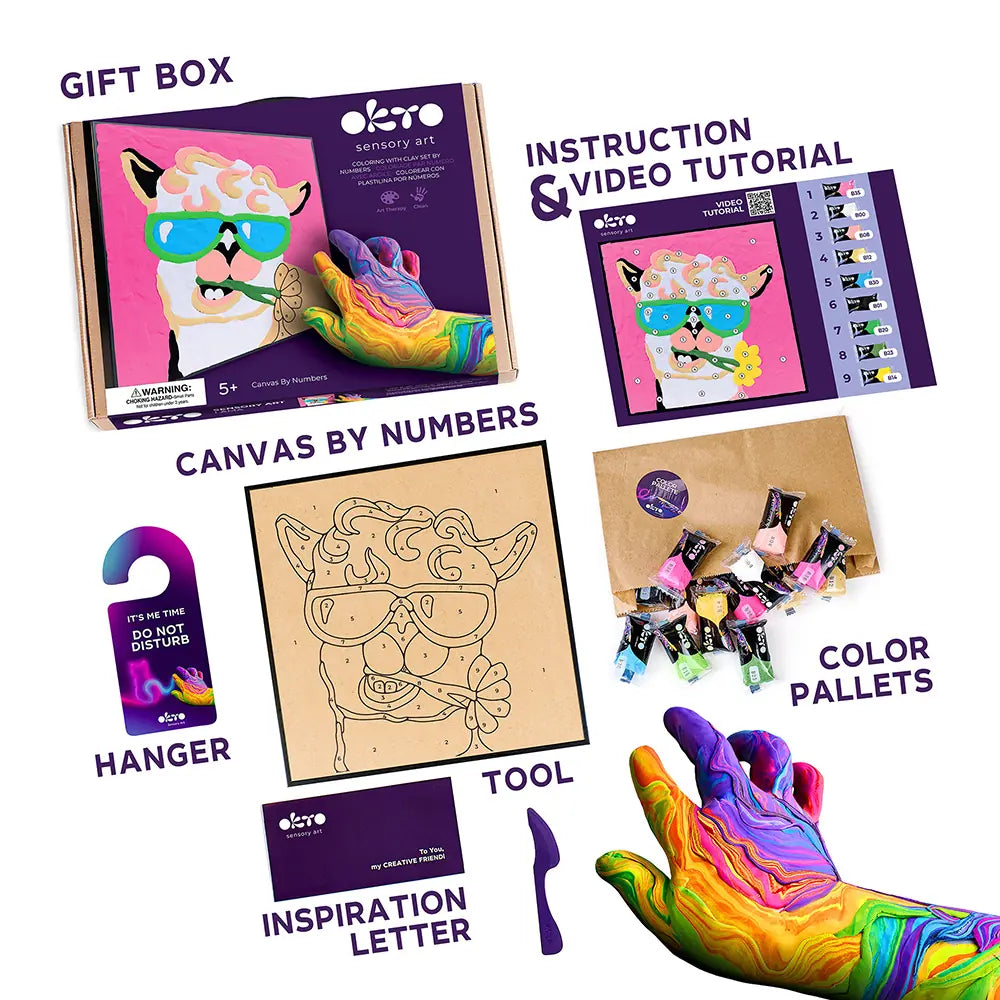 Kolorowanka z gliny według numerów ТМ ОКТО Lama 11,4" x 11,4" cala 