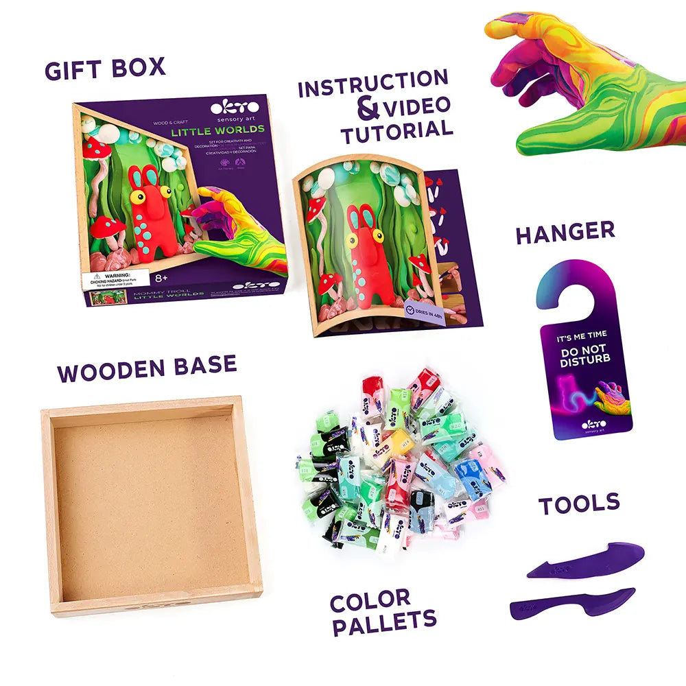 Zestaw DIY Wood&amp;Craft „Little Worlds” TM OKTO Mama troll 8,3" x 8,3" cala 