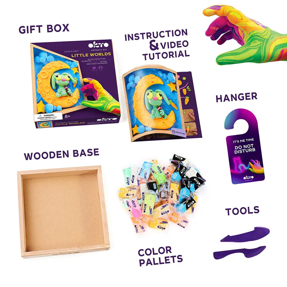 Zestaw DIY Wood&amp;Craft „Little Worlds” TM OKTO Bunny Moon 8,3" x 8,3" cala 