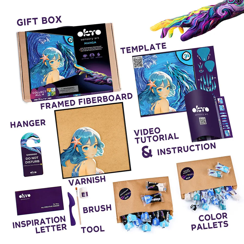 Zestaw do malowania 3D „MANGA” Woda, 11,8" x 15,7" cala 