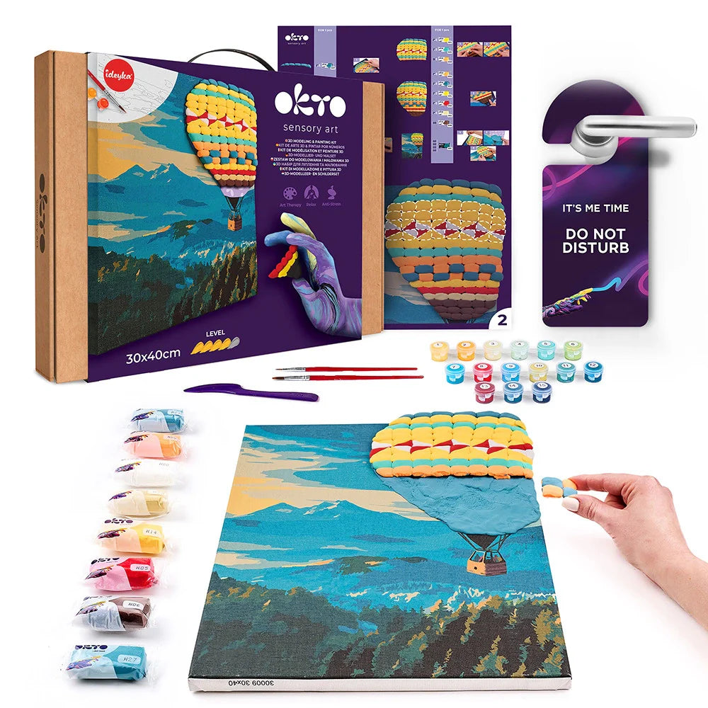 Zestaw do modelowania i malowania 3D TM OKTO &amp; Ideyka „Lot balonem na ogrzane powietrze” 11,8" x 15,7" cala